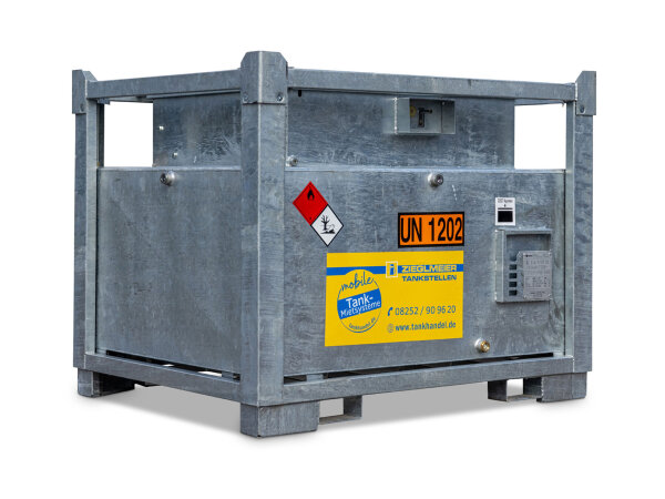 Mobile Dieseltankstelle 950 L mieten – Verzinkter Stahltank mit 230V Pumpe (45 l/min)