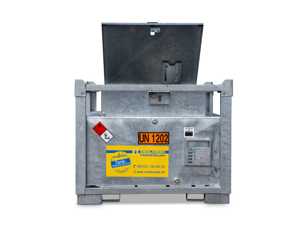 Mobile Dieseltankstelle 950 L mieten – Verzinkter Stahltank mit 230V Pumpe (45 l/min)