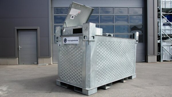 Mobile Dieseltankstelle 2.900 L mieten – Doppelwandig, verzinkt, 230V Pumpe, AwSV- & WHG-konform