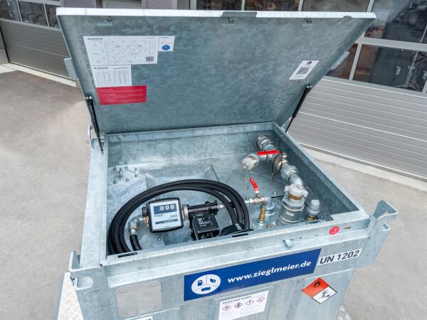 Mobile Benzintankstelle 330 Liter mieten – Komplett-Set mit 230 V Pumpe für Benzin & Flugkraftstoffe, AwSV-konform als Lager- & Transporttank