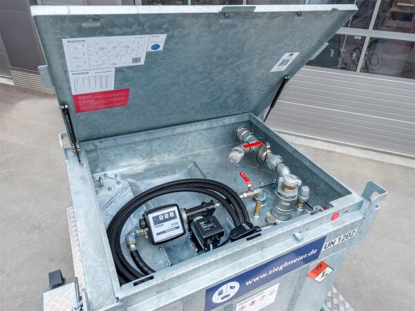 Mobile Benzintankstelle 330 Liter mieten – Komplett-Set mit 230 V Pumpe für Benzin & Flugkraftstoffe, AwSV-konform als Lager- & Transporttank