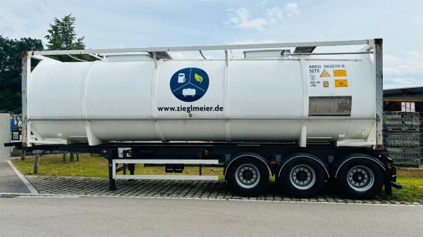 Tankcontainer 37.000 L mieten – V4A Edelstahlbehälter auf Trailer für Gefahrstoffe, Wasser & Trafoöl